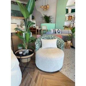 S Home Design Concept Cherry Teddy Döner İki Renkli Desenli Berjer