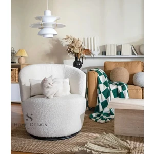 S Home Design Concept Cherry Teddy Döner Berjer, Beyaz
