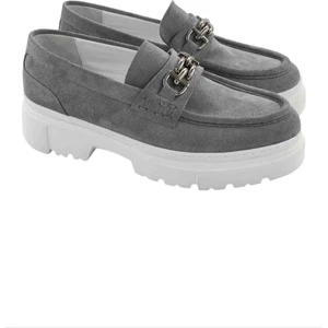 Milonek Shoes 13081510 Loafer Gri Süet Tokalı