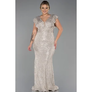 Pullu Büyük Beden Balık Abiye Elbise ABU1045