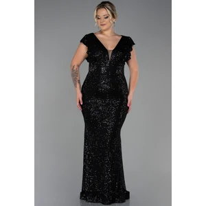 Pullu Büyük Beden Balık Abiye Elbise ABU1045