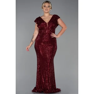 Pullu Büyük Beden Balık Abiye Elbise ABU1045