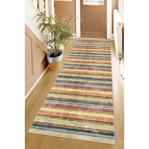 Thalia Home Renkli Çizgili Kaymaz Tabanlı Yıkanabilir Baskılı Halı Yolluk
