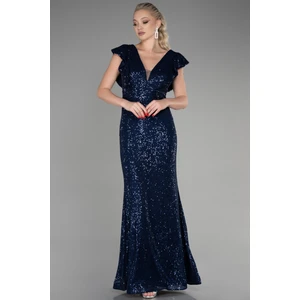 Uzun Pul Payetli Balık Abiye Elbise ABU1481