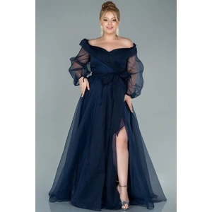 Kayık Yaka Uzun Kol Büyük Beden Abiye ABU1535