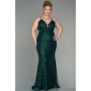 Uzun Payetli Ip Askılı Büyük Beden Abiye ABU1661