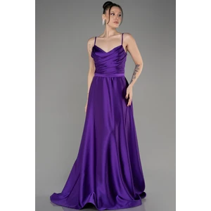 Uzun Ip Askılı Saten Elbise ABU1601