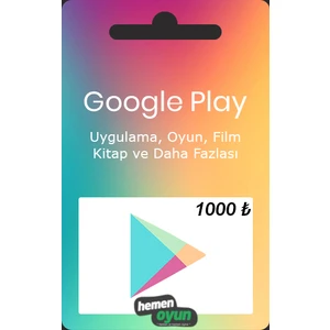 Google Play 1000 TL Hediye Kartı Bakiye