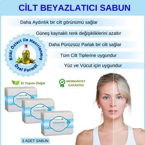 Doğal Cilt Beyazlatıcı Sabun 140 gr x 3 Adet Tüm Cilt Tipleri Için B ve E Vitaminli