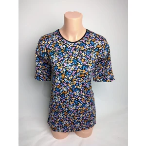 Yaşar Triko Kadın Siyah Bisiklet Yaka Kısa Kollu Yanları Yırtmaçlı Yazlık Viskon  Anne Penye Tişört Bluz