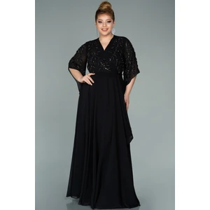 Kısa Kol Taşlı Şifon Büyük Beden Abiye ABU2071