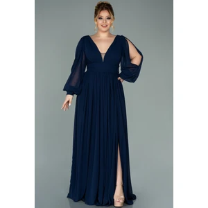 Uzun Kol Şifon Büyük Beden Abiye ABU1988