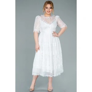 Kısa Kol Midi Dantel Büyük Beden Abiye ABK1396