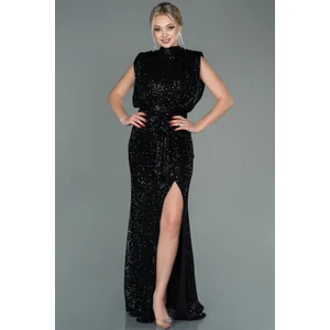 Dik Yaka Yırtmaçlı Uzun Pullu Abiye ABU2752