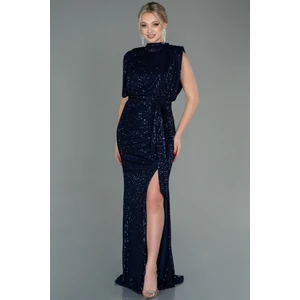 Dik Yaka Yırtmaçlı Uzun Pullu Abiye ABU2752