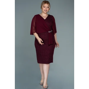 Kısa Kol Simli Midi Büyük Beden Abiye ABK1610