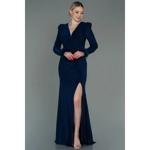 Otrişli Uzun Kol Yırtmaçlı Abiye Elbise ABU2804