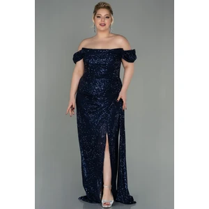 Kayık Yaka Uzun Pullu Büyük Beden Abiye ABU2973