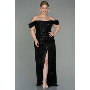 Kayık Yaka Uzun Pullu Büyük Beden Abiye ABU2973