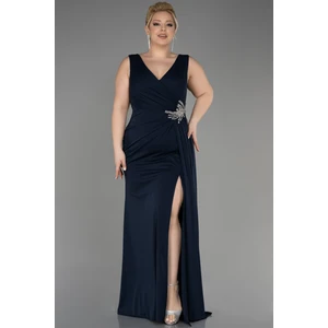 Kolsuz Kruvaze Yaka Uzun Büyük Beden Abiye ABU2934