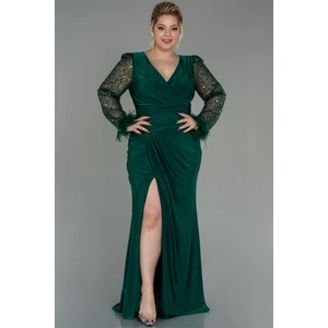 Pullu Uzun Kol Yırtmaçlı Büyük Beden Abiye ABU2976