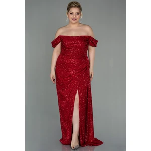 Kayık Yaka Uzun Pullu Büyük Beden Abiye ABU2973