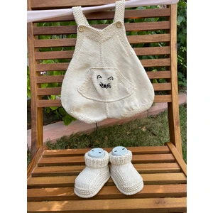 Handmade by Sevgi El Örgüsü Bebek Tulum ve Patik Seti