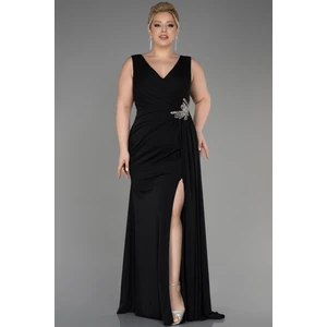 Kolsuz Kruvaze Yaka Uzun Büyük Beden Abiye ABU2934