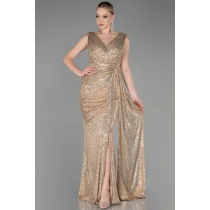 Kolsuz Kruvaze Yaka Uzun Pullu Abiye ABU3201