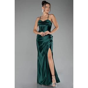 Bacak Dekolteli Balen Korse Uzun Saten Abiye ABU3247