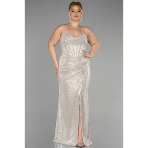 Balen Korse Yırtmaçlı Uzun Pullu Büyük Beden Abiye ABU3322