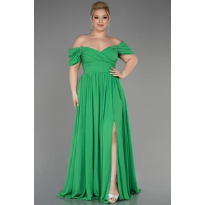 Kayık Yaka Uzun Şifon Büyük Beden Abiye ABU3738