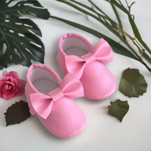 Kız Bebek Makosen Ayakkabı Pembe Fiyonklu Ilk Adım Ayakkabısı