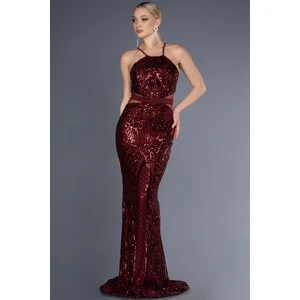 Halter Yaka Uzun Payetli Balık Abiye ABU3670