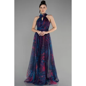 Uzun Çicekli Abiye Elbise ABU674