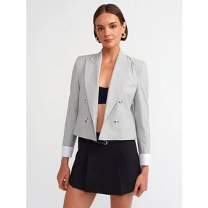 60735 Kontras Manşetli Blazer-Gri