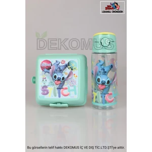 Lisanslı Stıtch 500 ml Matara ve 2 Katlı Beslenme Kabı Yemek Seti