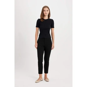 Klasik Chino Kumaş Pantolon Normal Bel Siyah Basic Düz Cepli Bilek Boy C1429AX24AU