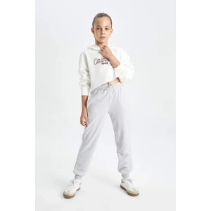 Kız Çocuk Gri Standart Fit Beli Paçası Lastikli Okul Jogger Eşofman Altı Y1226A624AU