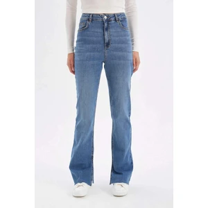 Slim Flare Normal Bel Yırtmaçlı Uzun Jean Yıkamalı Pantolon C7621AX24AU