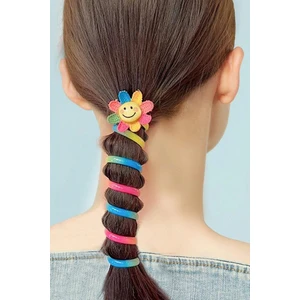 Lion Bijuteri Çok Renkli Papatya Figürlü Kız Çocuk Spiral Toka