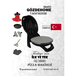 Erato Pizza Makinesi Taşfırınım Lahmacun Makinesi Doğal Taş Tabanlı Fırın Siyah