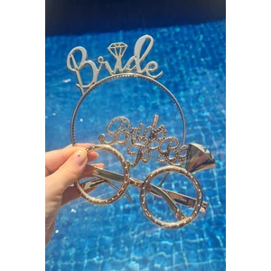 Bride Taç Ve Gözlük Seti Bride To Be Taç Gözlük Plastik Set Rose Gold