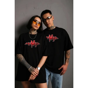 Manga Müzik Grubu Baskılı Oversize Unisex Siyah Tişört