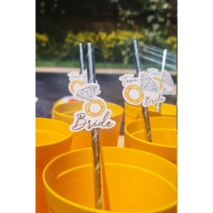 Bride Pipet Seti Tektaş Konsept Bekarlığa Veda Bride Party Süslü Pipet Takımı 5 Li