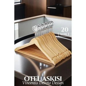 Otel Tip Askı 20 Li Set Ahşap