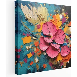 Painted Anarchy Canlı Kurutulmuş Çiçek Kanvas Tablo - Kuru Çiçek, Ev Dekorasyonu, Soyut Karışık Teknik Sanat Çalışması, Kanvas Tablo, 30X30
