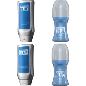 2 x Individual Blue Antiperspirant Roll-On Deodorant 50ML + 2x Individual Blue 2'si 1 Arada Saç ve Vücut Şampuanı 250ML