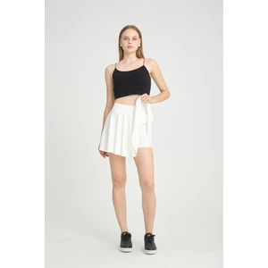 Siyah Yüksek Bel Volanlı Şortlu Spor Etek Deniz Şortu Skirt Withh