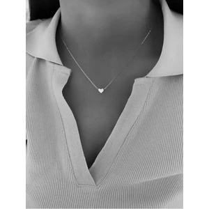 Minimal Gümüş Renk Kalp Kolye